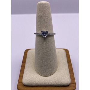 Perfectly Simple Heart Design Silver Solitaire Ring Engagement Wedding Ring Sz7